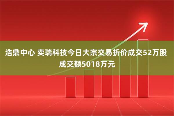 浩鼎中心 奕瑞科技今日大宗交易折价成交52万股 成交额5018万元