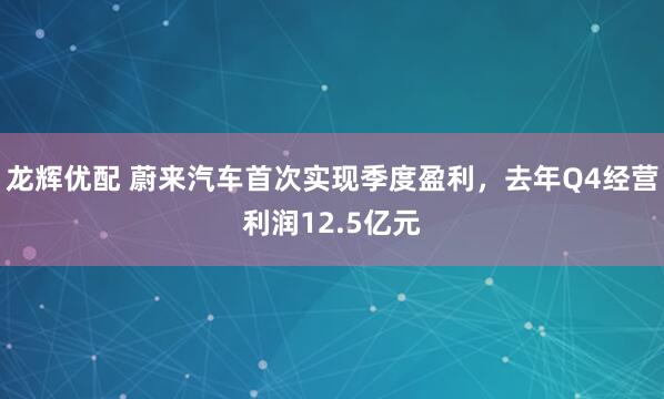 龙辉优配 蔚来汽车首次实现季度盈利，去年Q4经营利润12.5亿元