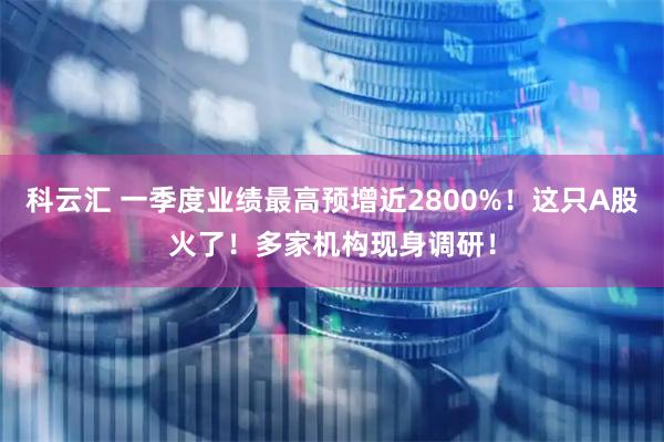 科云汇 一季度业绩最高预增近2800%！这只A股火了！多家机构现身调研！